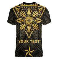 Personalised Philippines Independence Day Women V-Neck T-Shirt Filipinos Sun Star Tribal LT05 - Polynesian Pride