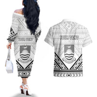 Personalised Kiribati Gospel Day Couples Matching Off The Shoulder Long Sleeve Dress and Hawaiian Shirt Coat Of Arms Polynesian Pattern LT05 - Polynesian Pride