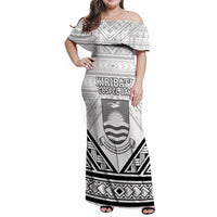 Personalised Kiribati Gospel Day Family Matching Off Shoulder Maxi Dress and Hawaiian Shirt Coat Of Arms Polynesian Pattern LT05 Mom's Dress White - Polynesian Pride