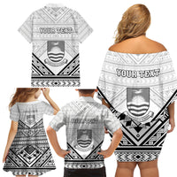 Personalised Kiribati Gospel Day Family Matching Off Shoulder Short Dress and Hawaiian Shirt Coat Of Arms Polynesian Pattern LT05 - Polynesian Pride