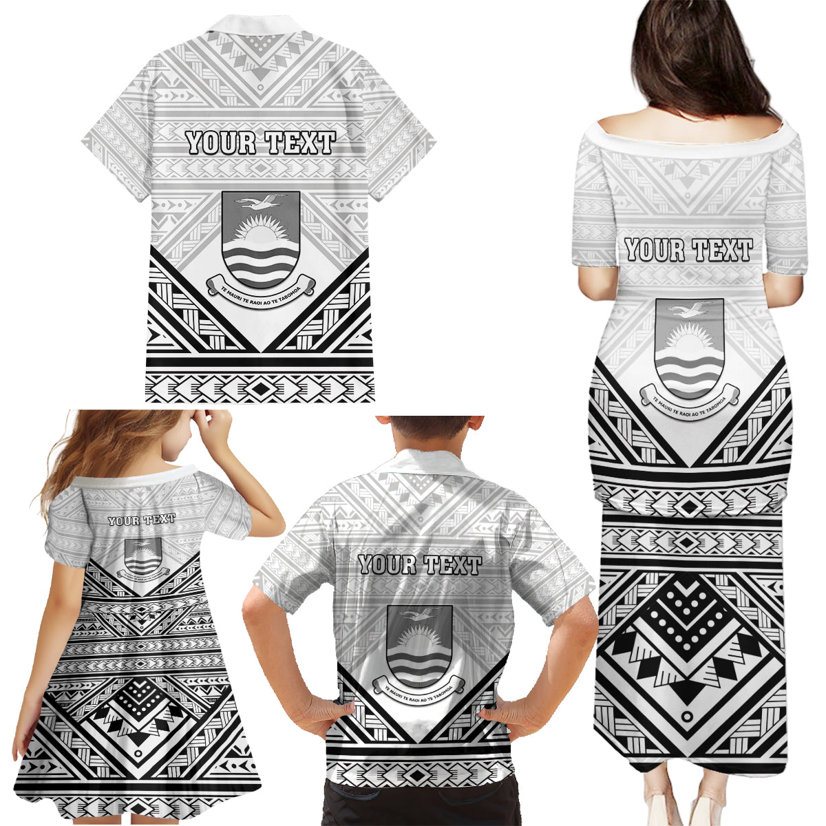 Personalised Kiribati Gospel Day Family Matching Puletasi and Hawaiian Shirt Coat Of Arms Polynesian Pattern LT05 - Polynesian Pride