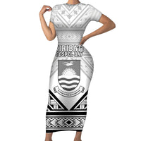 Personalised Kiribati Gospel Day Family Matching Short Sleeve Bodycon Dress and Hawaiian Shirt Coat Of Arms Polynesian Pattern LT05 Mom's Dress White - Polynesian Pride
