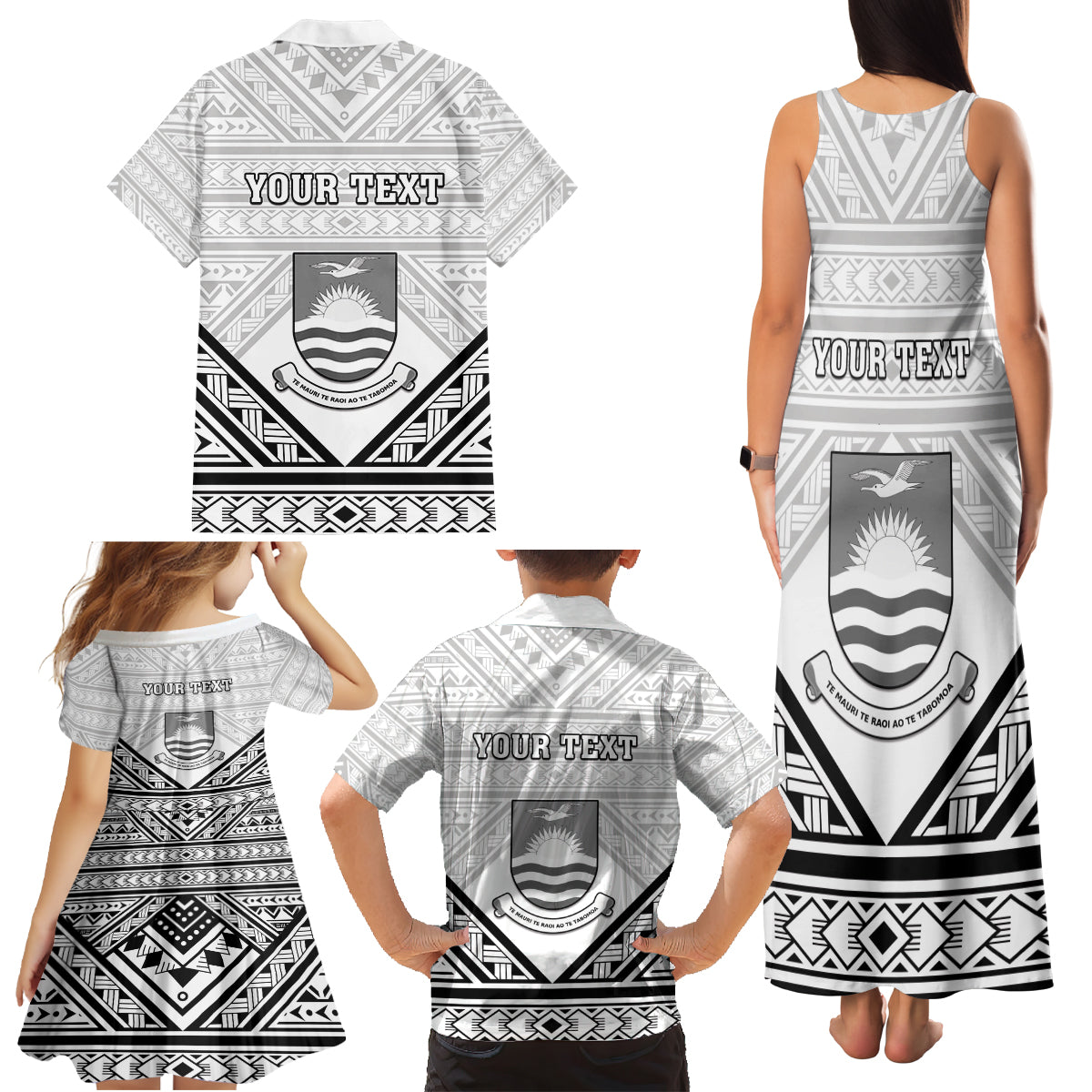 Personalised Kiribati Gospel Day Family Matching Tank Maxi Dress and Hawaiian Shirt Coat Of Arms Polynesian Pattern LT05 - Polynesian Pride