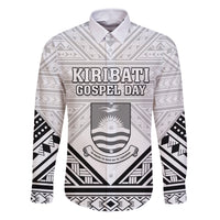 Personalised Kiribati Gospel Day Family Matching Tank Maxi Dress and Hawaiian Shirt Coat Of Arms Polynesian Pattern LT05 Dad's Shirt - Long Sleeve White - Polynesian Pride