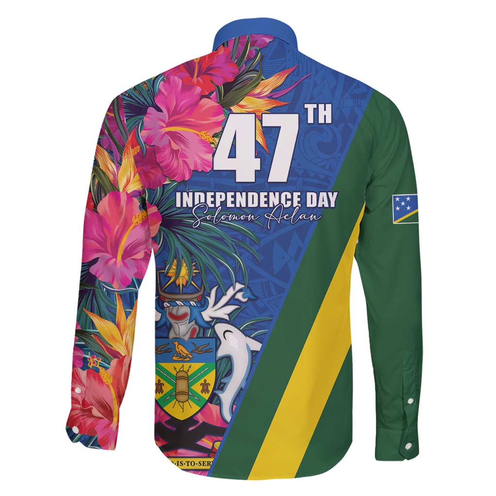 Solomon Islands Independence Day Family Matching Off Shoulder Short Dress and Hawaiian Shirt Coat Of Arms With Tropical Flowers LT05 - Polynesian Pride