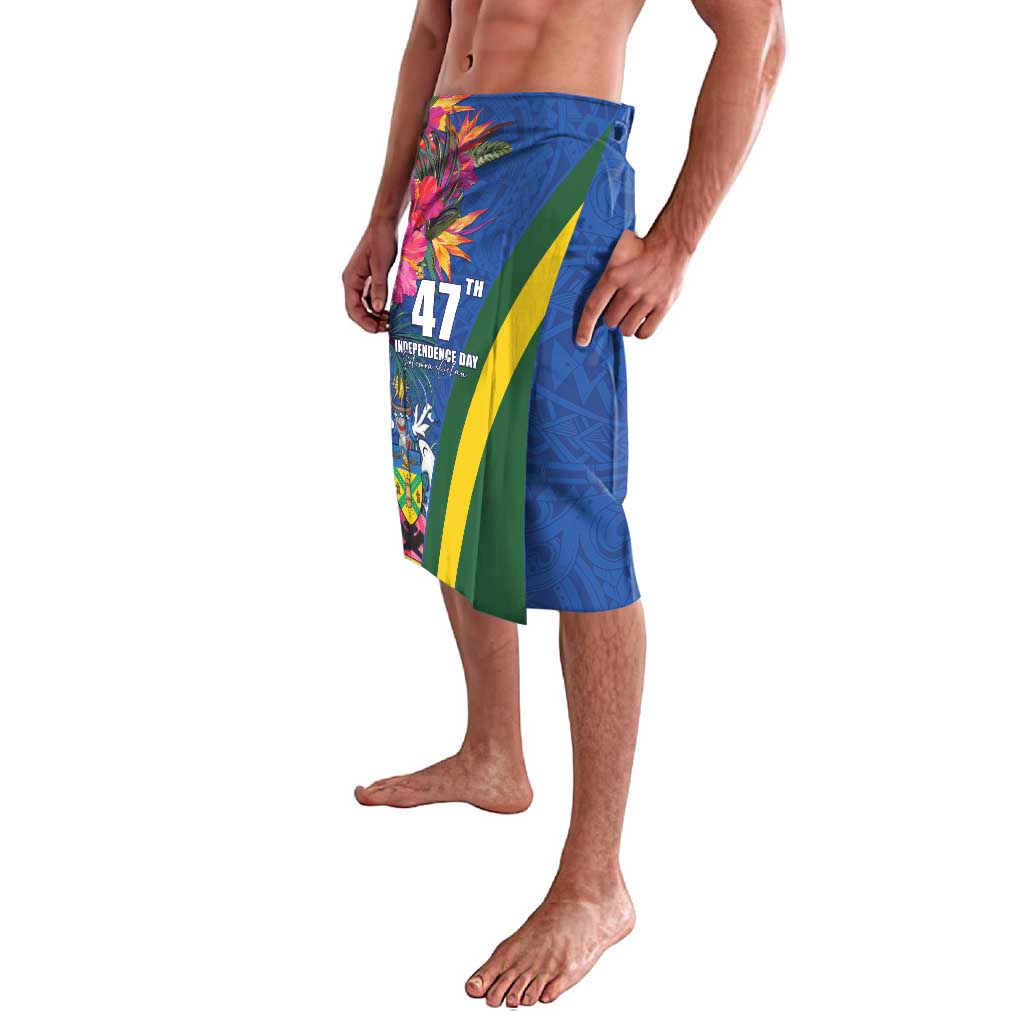 Solomon Islands Independence Day Lavalava Coat Of Arms With Tropical Flowers