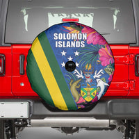 Solomon Islands Independence Day Spare Tire Cover Coat Of Arms With Tropical Flowers LT05 - Polynesian Pride