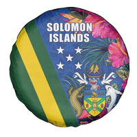 Solomon Islands Independence Day Spare Tire Cover Coat Of Arms With Tropical Flowers LT05 - Polynesian Pride