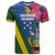 Solomon Islands Independence Day T Shirt Coat Of Arms With Tropical Flowers