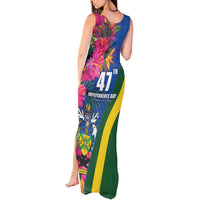 Solomon Islands Independence Day Tank Maxi Dress Coat Of Arms With Tropical Flowers LT05 - Polynesian Pride