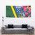 Solomon Islands Independence Day Tapestry Coat Of Arms With Tropical Flowers