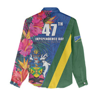 Solomon Islands Independence Day Women Casual Shirt Coat Of Arms With Tropical Flowers LT05 - Polynesian Pride