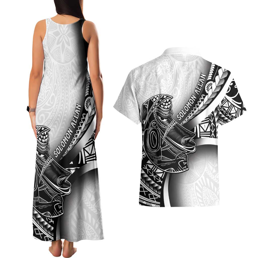 Solomon Islands Nguzunguzu Couples Matching Tank Maxi Dress and Hawaiian Shirt Polynesian Tribal Pattern LT05 - Polynesian Pride