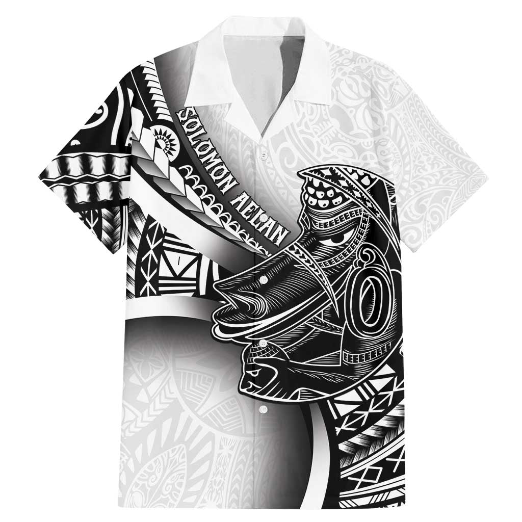 Solomon Islands Nguzunguzu Family Matching Mermaid Dress and Hawaiian Shirt Polynesian Tribal Pattern LT05 Dad's Shirt - Short Sleeve White - Polynesian Pride