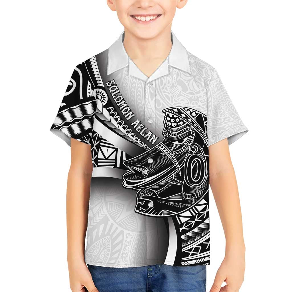 Solomon Islands Nguzunguzu Family Matching Off Shoulder Maxi Dress and Hawaiian Shirt Polynesian Tribal Pattern LT05 Son's Shirt White - Polynesian Pride
