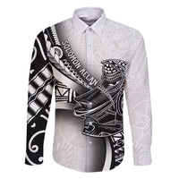 Solomon Islands Nguzunguzu Family Matching Tank Maxi Dress and Hawaiian Shirt Polynesian Tribal Pattern LT05 Dad's Shirt - Long Sleeve White - Polynesian Pride