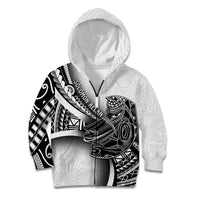 Solomon Islands Nguzunguzu Kid Hoodie Polynesian Tribal Pattern LT05 Zip Hoodie White - Polynesian Pride