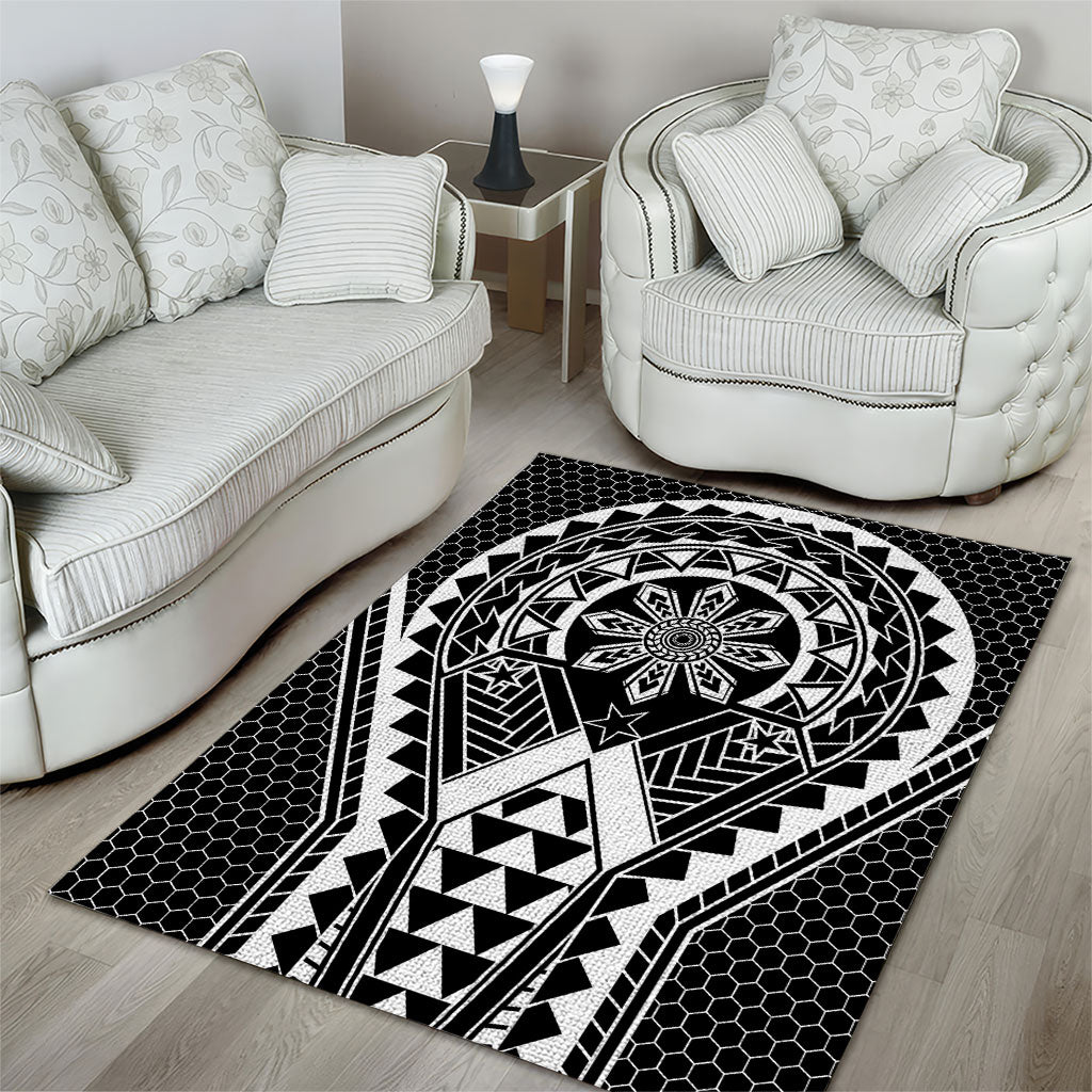 Philippines Batok Tribal Inspired Tattoo Black Area Rug LT05 - Polynesian Pride