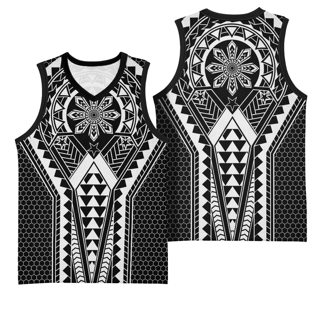 Philippines Batok Tribal Inspired Tattoo Black Basketball Jersey LT05 - Polynesian Pride