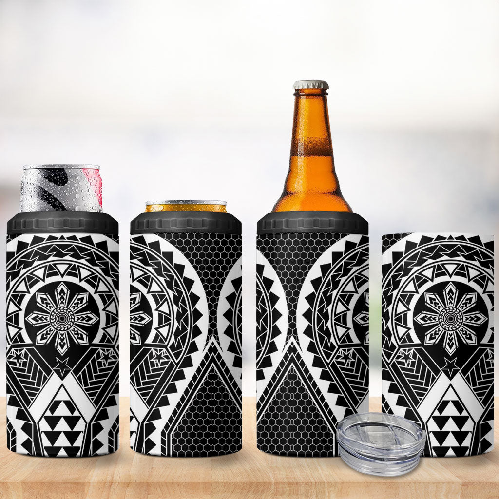 Philippines Batok Tribal Inspired Tattoo Black 4 in 1 Can Cooler Tumbler LT05 - Polynesian Pride