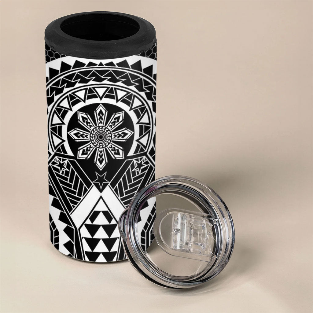 Philippines Batok Tribal Inspired Tattoo Black 4 in 1 Can Cooler Tumbler LT05 - Polynesian Pride