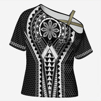 Philippines Batok Tribal Inspired Tattoo Black Cross Shoulder Shirt LT05 Female Black - Polynesian Pride