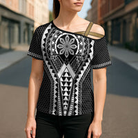Philippines Batok Tribal Inspired Tattoo Black Cross Shoulder Shirt LT05 - Polynesian Pride