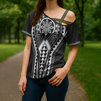 Philippines Batok Tribal Inspired Tattoo Black Cross Shoulder Shirt LT05 - Polynesian Pride