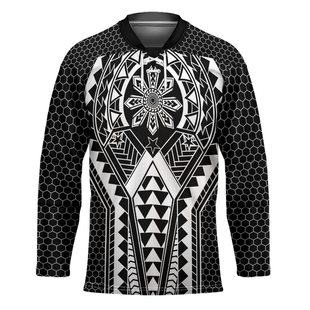 Philippines Batok Tribal Inspired Tattoo Black Hockey Jersey LT05 Unisex Black - Polynesian Pride