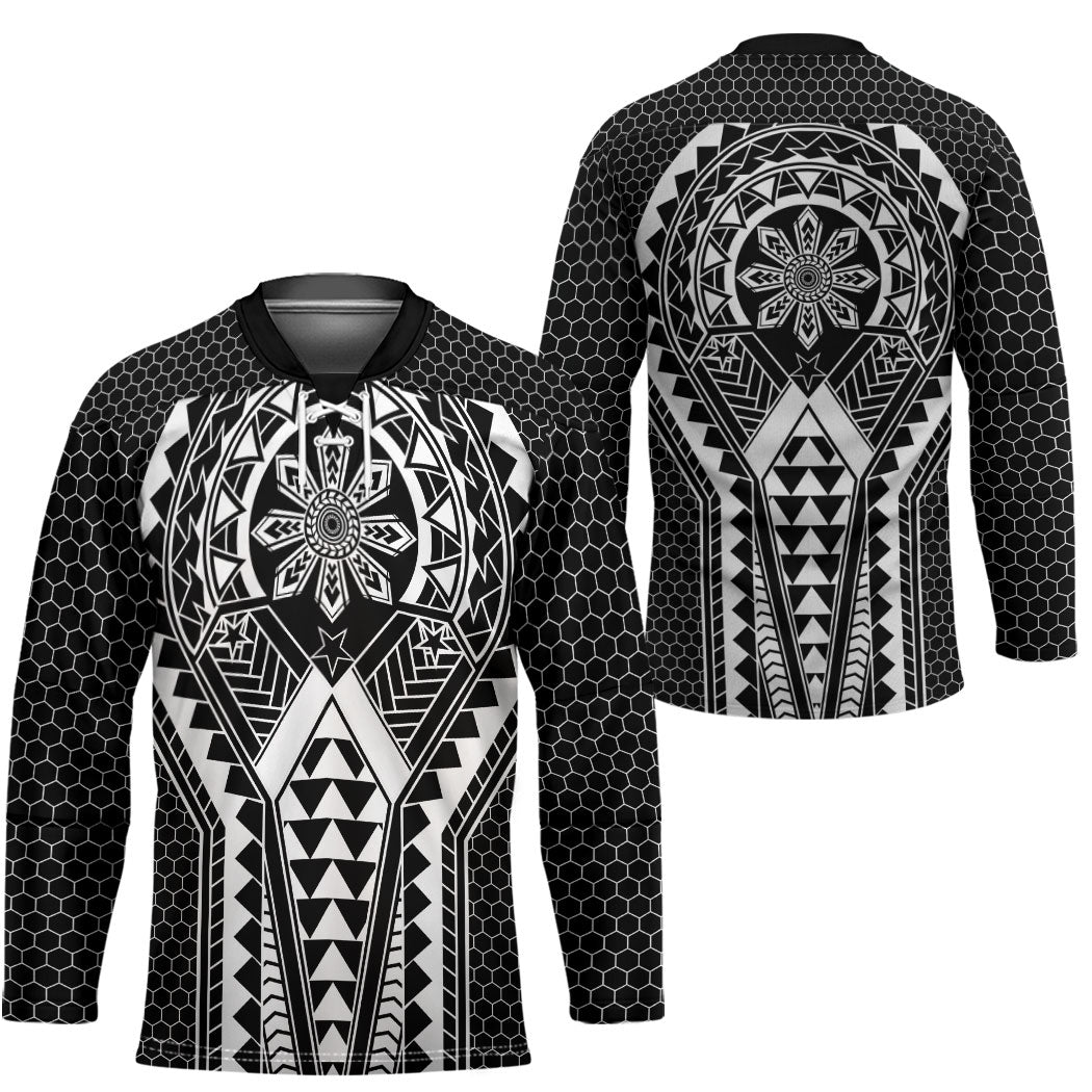 Philippines Batok Tribal Inspired Tattoo Black Hockey Jersey LT05 - Polynesian Pride