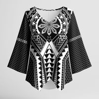Philippines Batok Tribal Inspired Tattoo Black Kimono Sleeve Blouse LT05 Female Black - Polynesian Pride