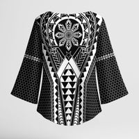 Philippines Batok Tribal Inspired Tattoo Black Kimono Sleeve Blouse LT05 - Polynesian Pride