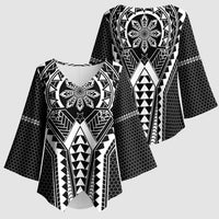 Philippines Batok Tribal Inspired Tattoo Black Kimono Sleeve Blouse LT05 - Polynesian Pride