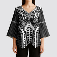 Philippines Batok Tribal Inspired Tattoo Black Kimono Sleeve Blouse LT05 - Polynesian Pride