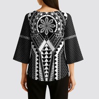 Philippines Batok Tribal Inspired Tattoo Black Kimono Sleeve Blouse LT05 - Polynesian Pride