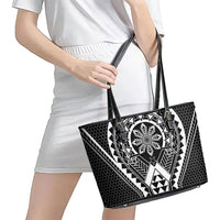 Philippines Batok Tribal Inspired Tattoo Black Leather Tote Bag LT05 - Polynesian Pride