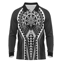 Philippines Batok Tribal Inspired Tattoo Black Long Sleeve Polo Shirt LT05 Black - Polynesian Pride