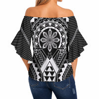 Philippines Batok Tribal Inspired Tattoo Black Off Shoulder Wrap Waist Top LT05 - Polynesian Pride
