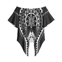 Philippines Batok Tribal Inspired Tattoo Black Off Shoulder Wrap Waist Top LT05 - Polynesian Pride