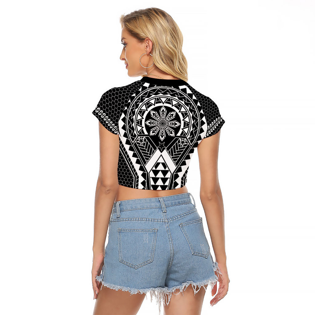 Philippines Batok Tribal Inspired Tattoo Black Raglan Cropped T Shirt LT05 - Polynesian Pride