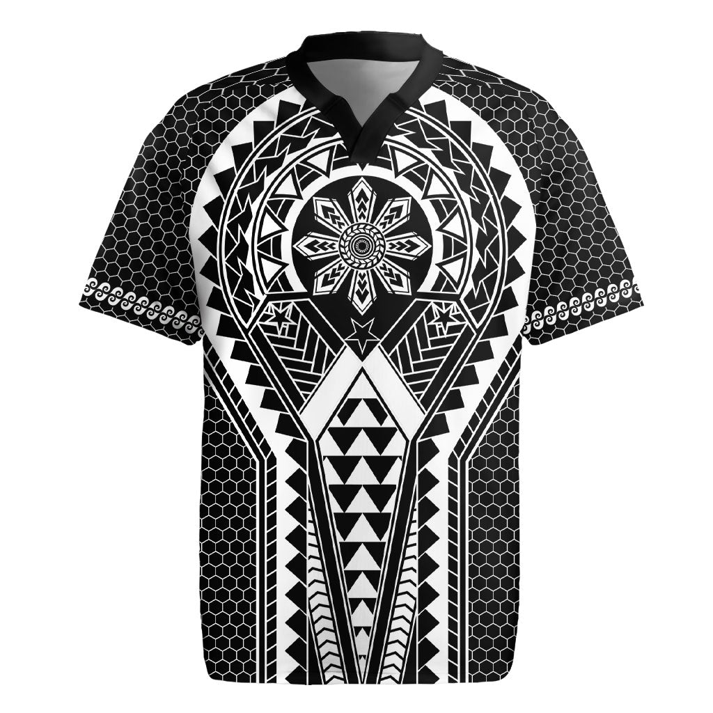 Philippines Batok Tribal Inspired Tattoo Black Rugby Jersey LT05 Black - Polynesian Pride