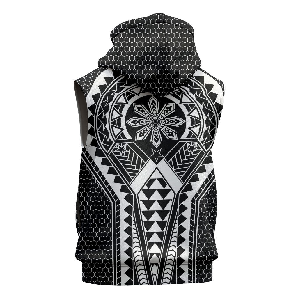 Philippines Batok Tribal Inspired Tattoo Black Sleeveless Zip Hoodie LT05 - Polynesian Pride