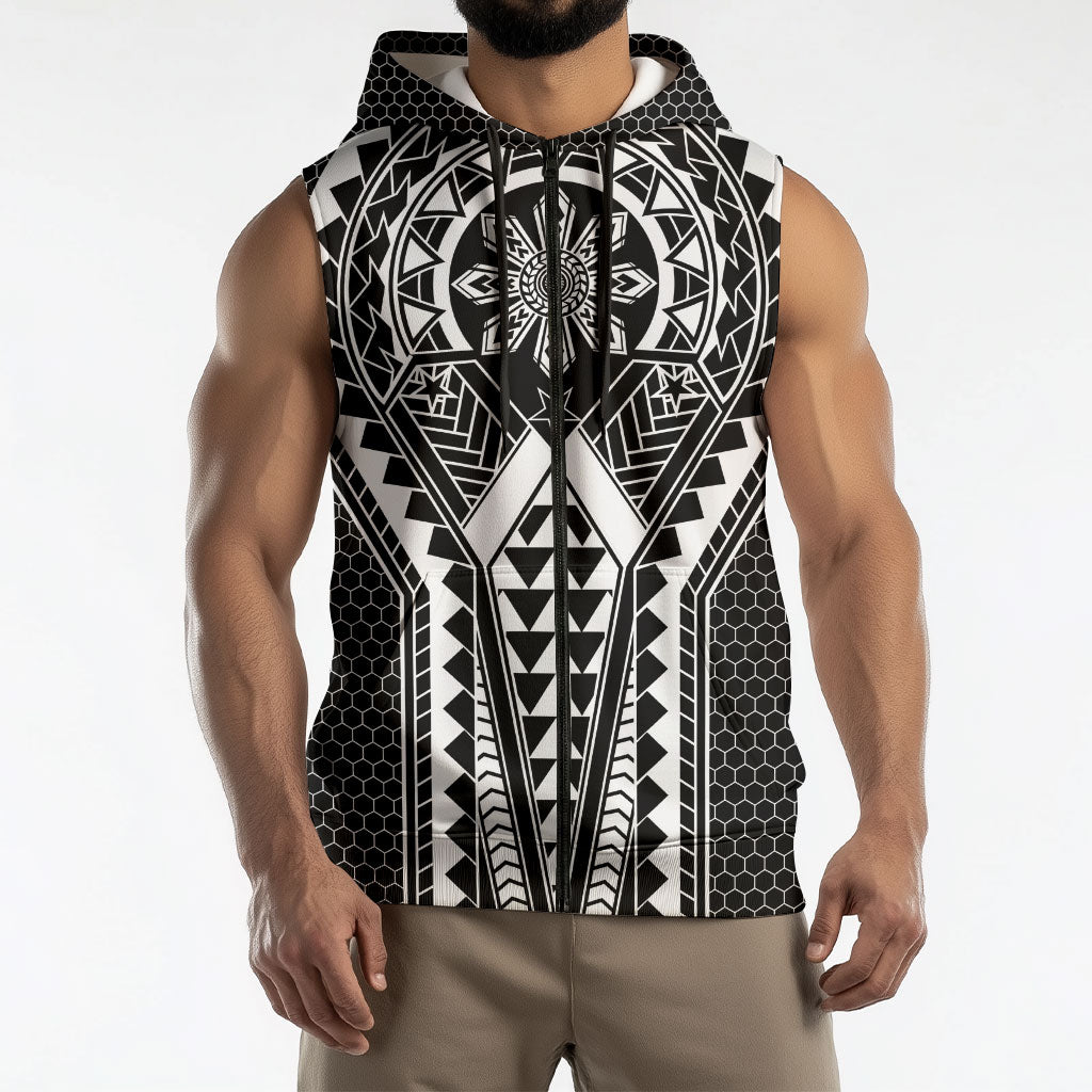 Philippines Batok Tribal Inspired Tattoo Black Sleeveless Zip Hoodie LT05 - Polynesian Pride