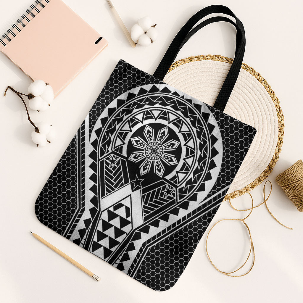 Philippines Batok Tribal Inspired Tattoo Black Tote Bag LT05 Black Strap One Size Black - Polynesian Pride