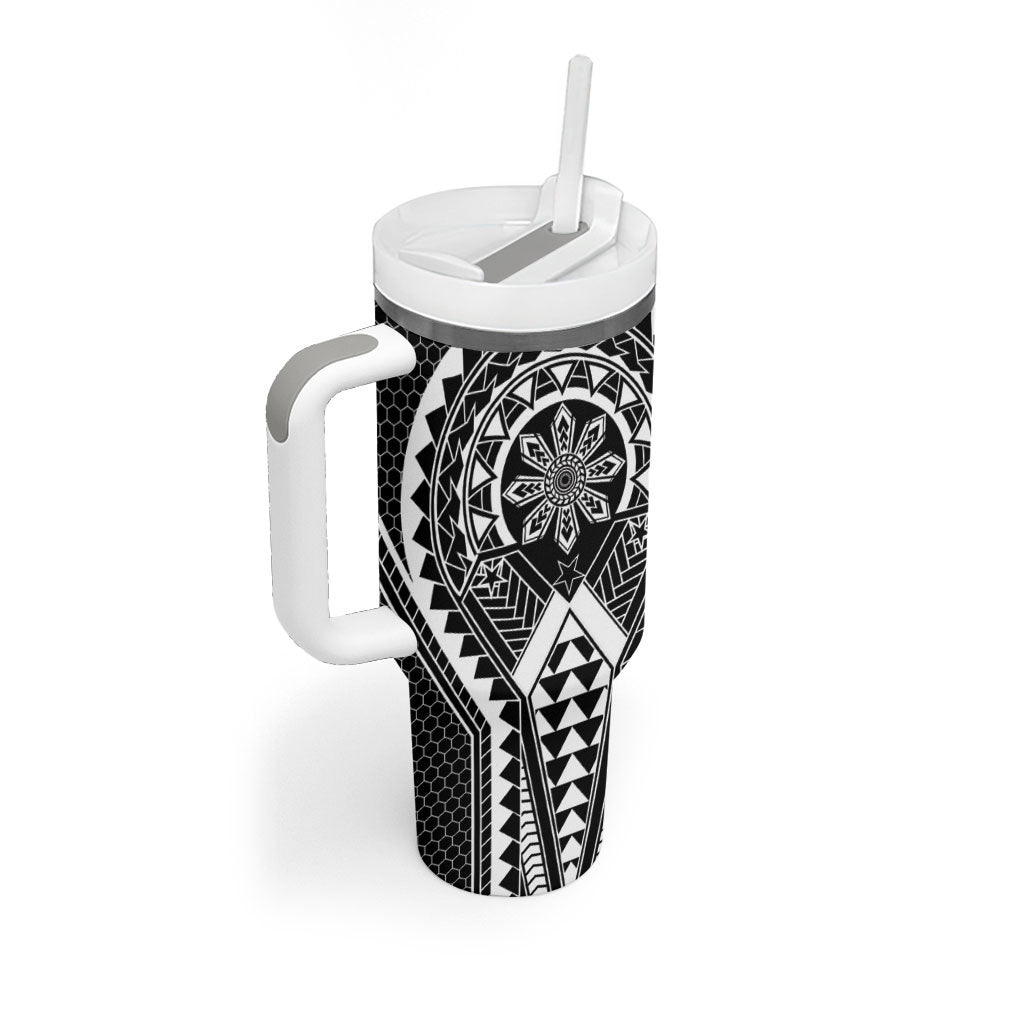 Philippines Batok Tribal Inspired Tattoo Black Tumbler With Handle LT05 - Polynesian Pride