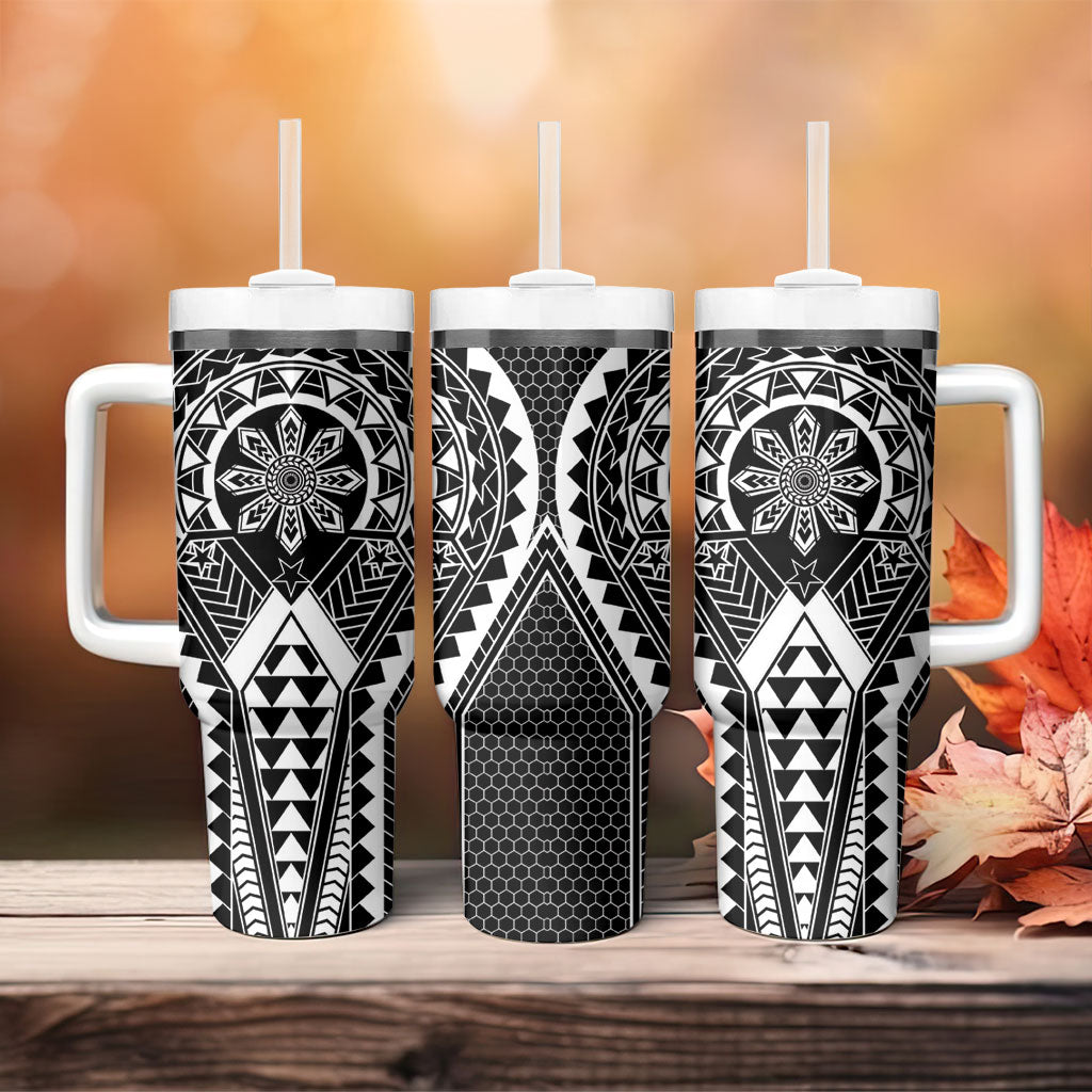 Philippines Batok Tribal Inspired Tattoo Black Tumbler With Handle LT05 - Polynesian Pride