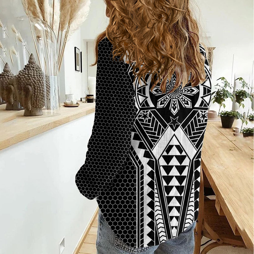Philippines Batok Tribal Inspired Tattoo Black Women Casual Shirt LT05 - Polynesian Pride