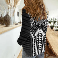 Philippines Batok Tribal Inspired Tattoo Black Women Casual Shirt LT05 - Polynesian Pride
