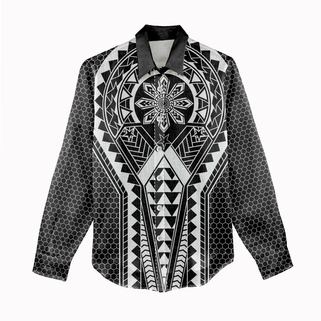 Philippines Batok Tribal Inspired Tattoo Black Women Casual Shirt LT05 - Polynesian Pride