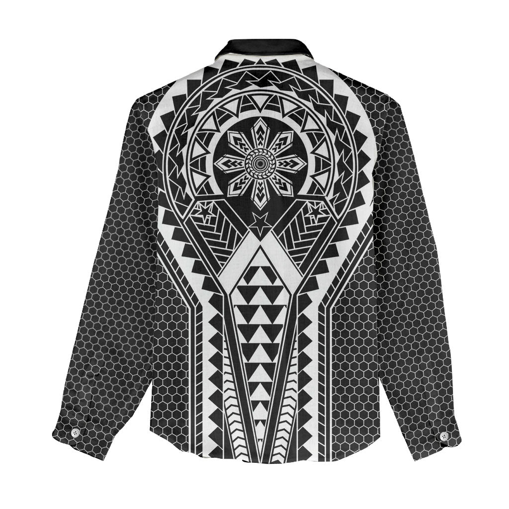 Philippines Batok Tribal Inspired Tattoo Black Women Casual Shirt LT05 - Polynesian Pride